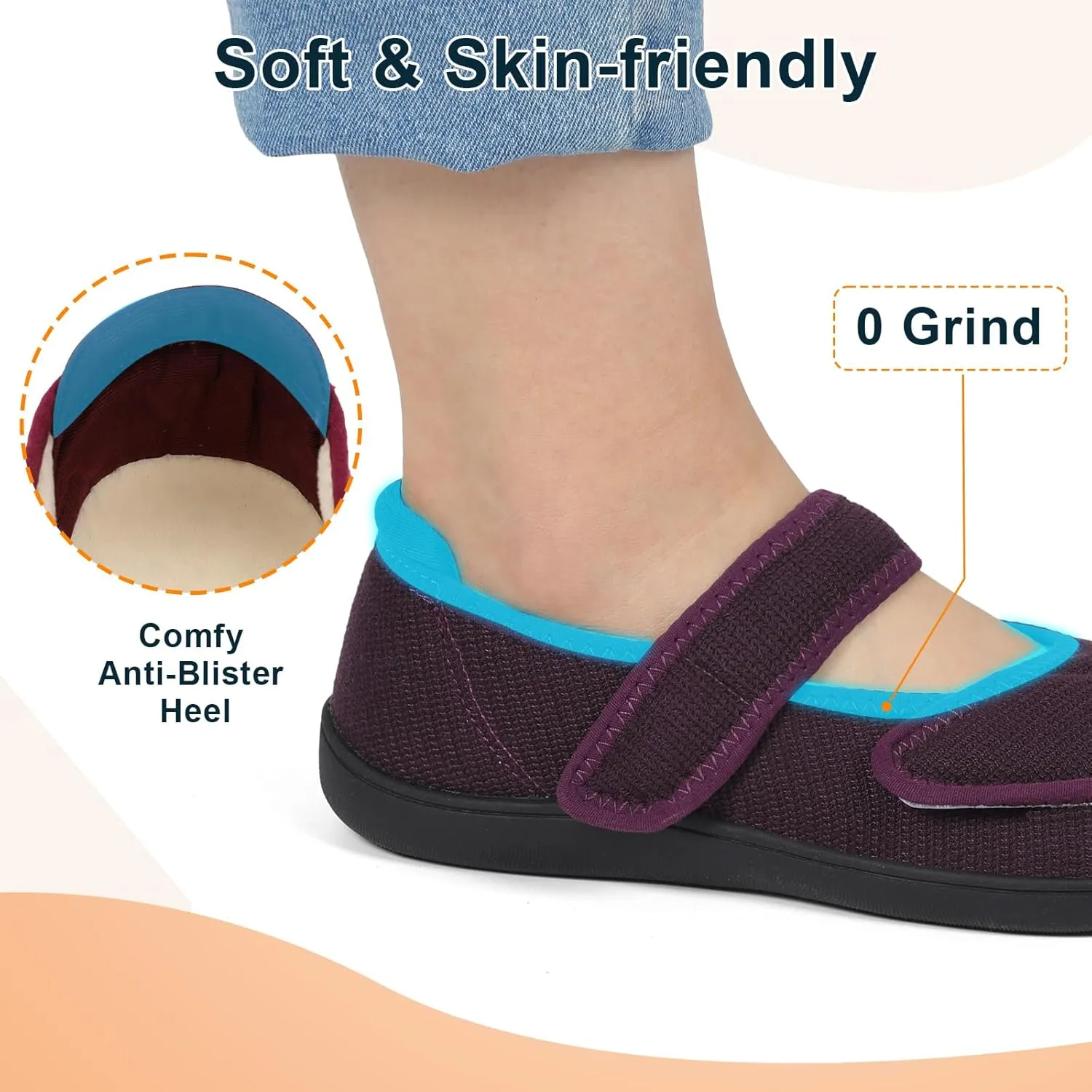 JOINFREE Womens Wide Diabetic Slippers Adjustable Comfort House Shoes Extra Wide Width Edema Swollen Arthritis Bedroom Slipper Indoor Outdoor
