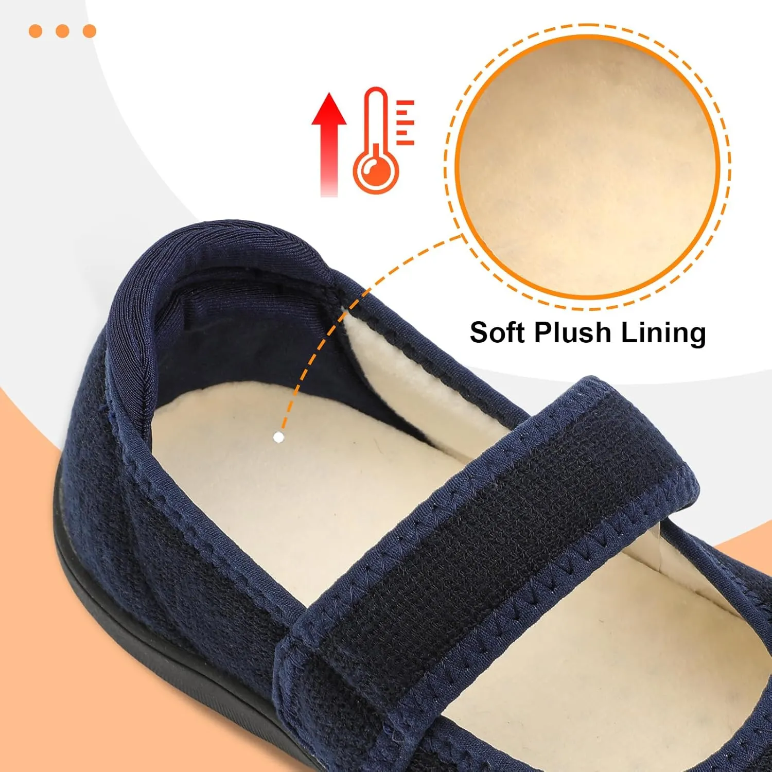 JOINFREE Womens Wide Diabetic Slippers Adjustable Comfort House Shoes Extra Wide Width Edema Swollen Arthritis Bedroom Slipper Indoor Outdoor