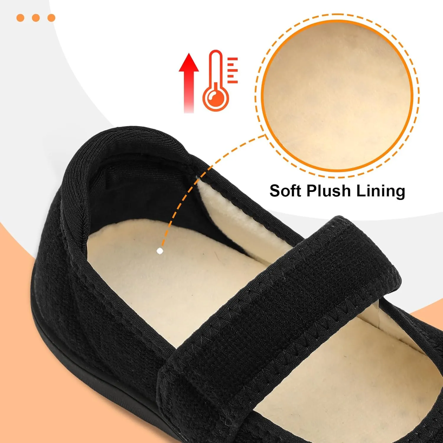 JOINFREE Womens Wide Diabetic Slippers Adjustable Comfort House Shoes Extra Wide Width Edema Swollen Arthritis Bedroom Slipper Indoor Outdoor