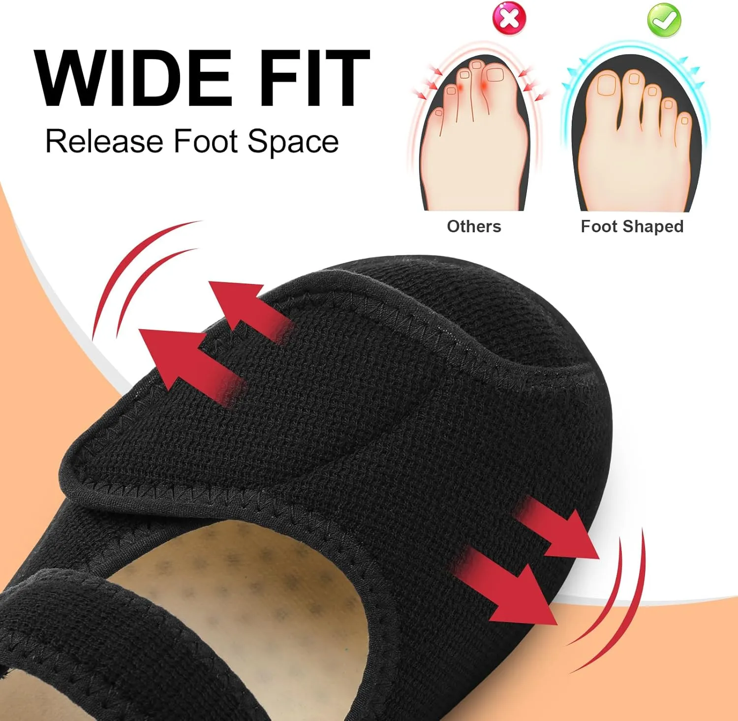 JOINFREE Womens Wide Diabetic Slippers Adjustable Comfort House Shoes Extra Wide Width Edema Swollen Arthritis Bedroom Slipper Indoor Outdoor
