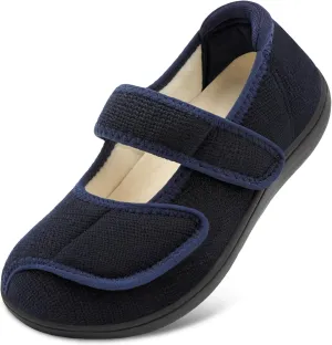 JOINFREE Womens Wide Diabetic Slippers Adjustable Comfort House Shoes Extra Wide Width Edema Swollen Arthritis Bedroom Slipper Indoor Outdoor