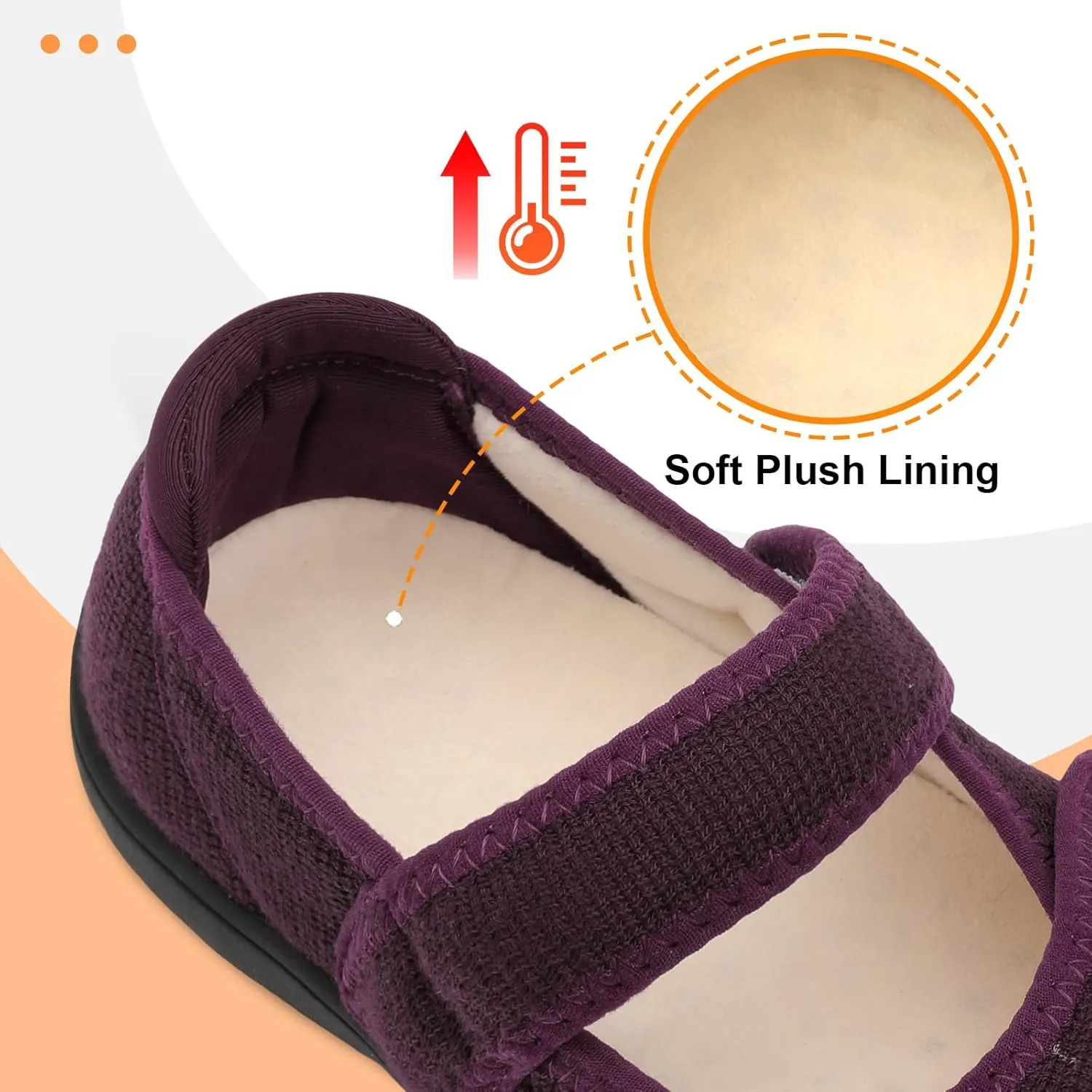 JOINFREE Womens Wide Diabetic Slippers Adjustable Comfort House Shoes Extra Wide Width Edema Swollen Arthritis Bedroom Slipper Indoor Outdoor