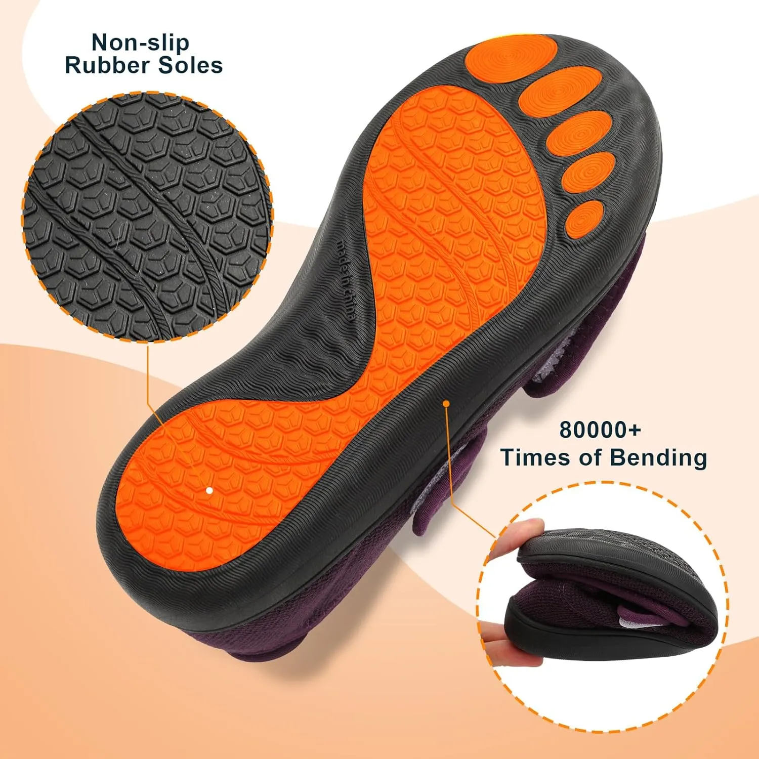 JOINFREE Womens Wide Diabetic Slippers Adjustable Comfort House Shoes Extra Wide Width Edema Swollen Arthritis Bedroom Slipper Indoor Outdoor