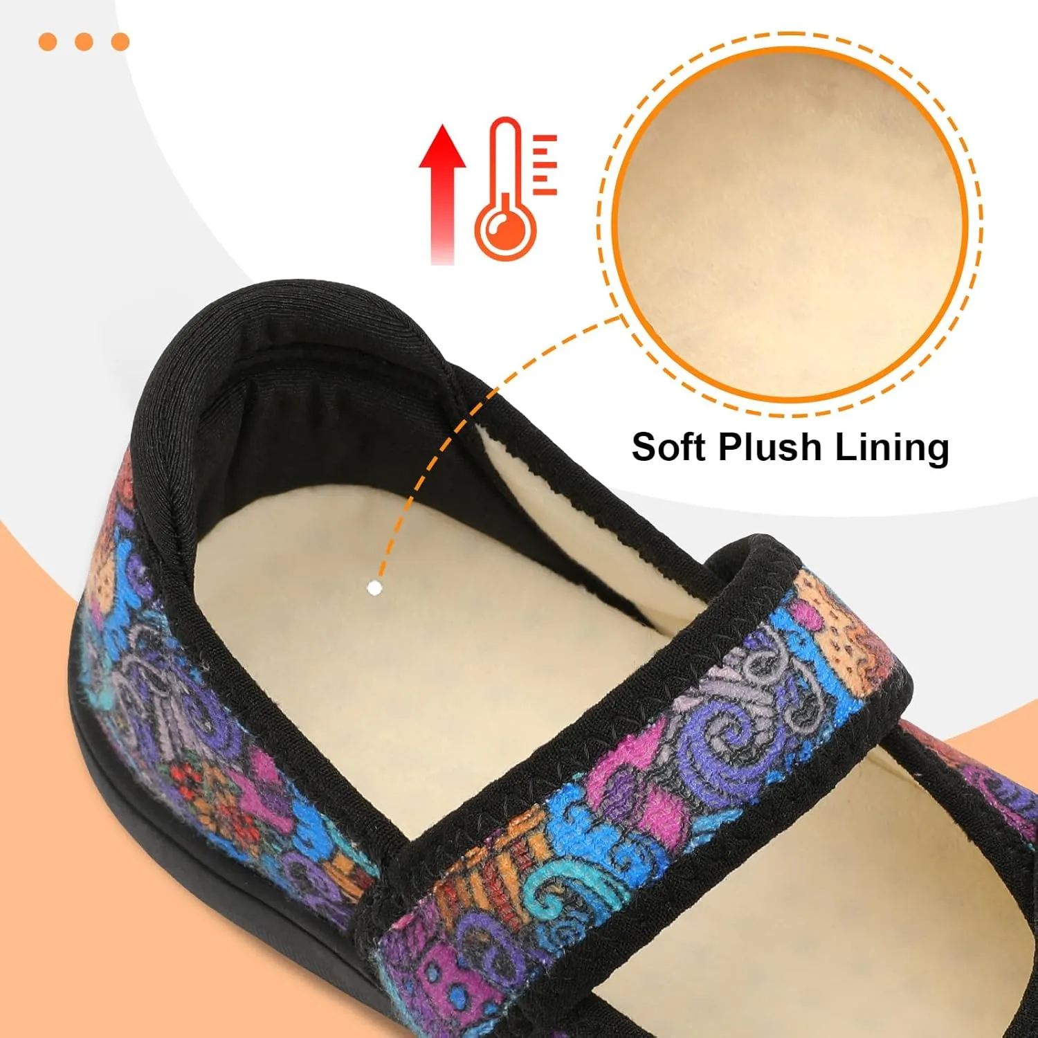 JOINFREE Womens Wide Diabetic Slippers Adjustable Comfort House Shoes Extra Wide Width Edema Swollen Arthritis Bedroom Slipper Indoor Outdoor