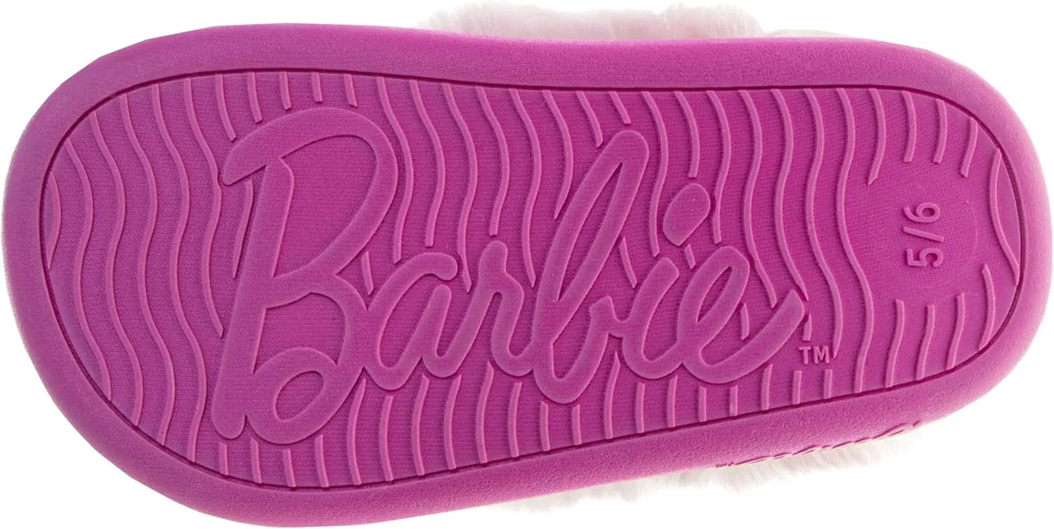 Josmo Barbie Slippers Sandal House Shoes for Girls - NonSlip Comfy Plush Soft Fluffy Warm (Sizes 11-13 Little Kid / 1-5 Big Kid)