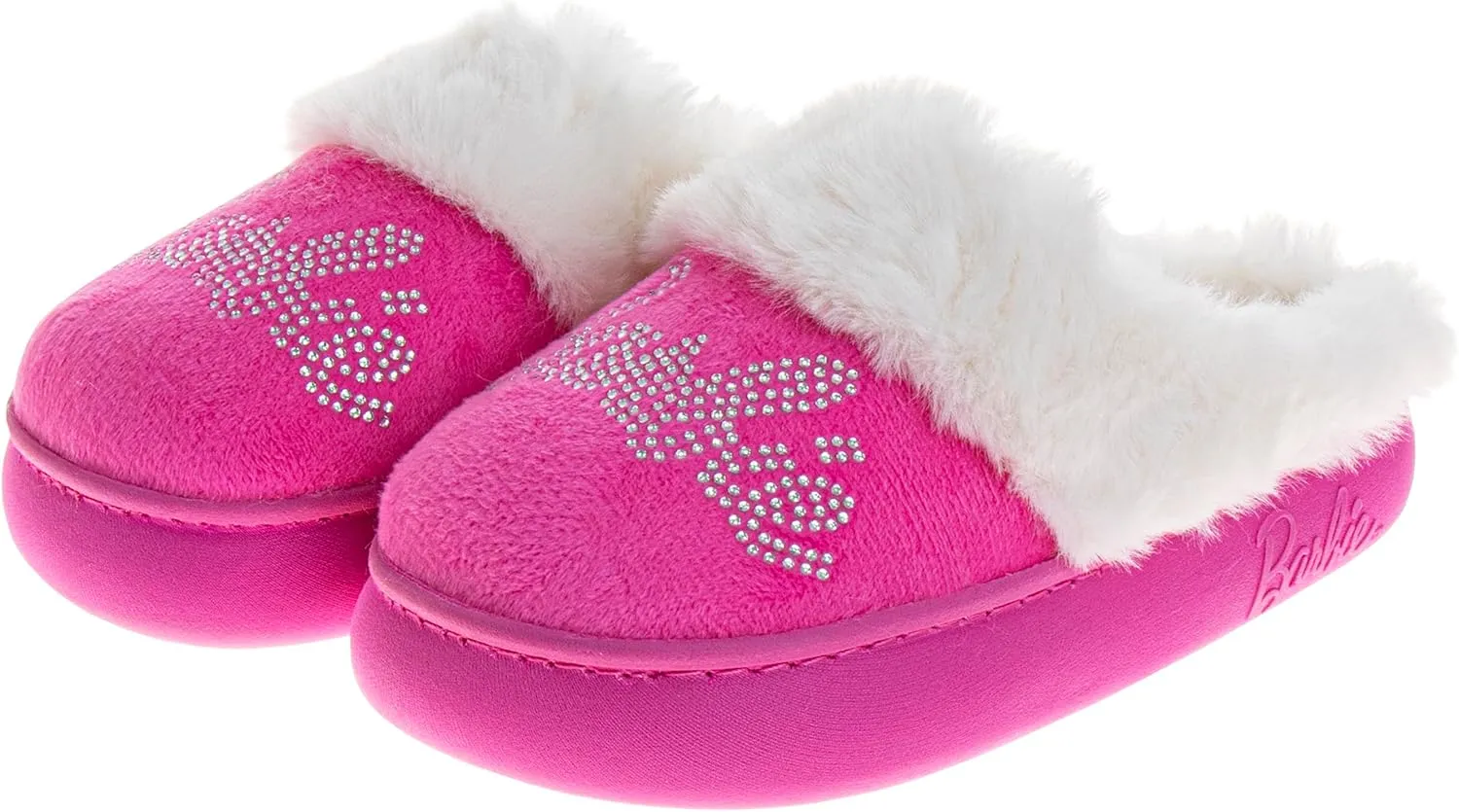 Josmo Barbie Slippers Sandal House Shoes for Girls - NonSlip Comfy Plush Soft Fluffy Warm (Sizes 11-13 Little Kid / 1-5 Big Kid)