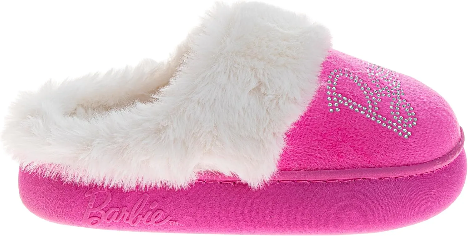 Josmo Barbie Slippers Sandal House Shoes for Girls - NonSlip Comfy Plush Soft Fluffy Warm (Sizes 11-13 Little Kid / 1-5 Big Kid)