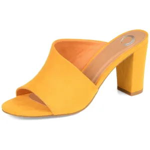 Journee Collection Womens Allea Slip On Mule Sandals Yellow 6.5 Medium (B,M)