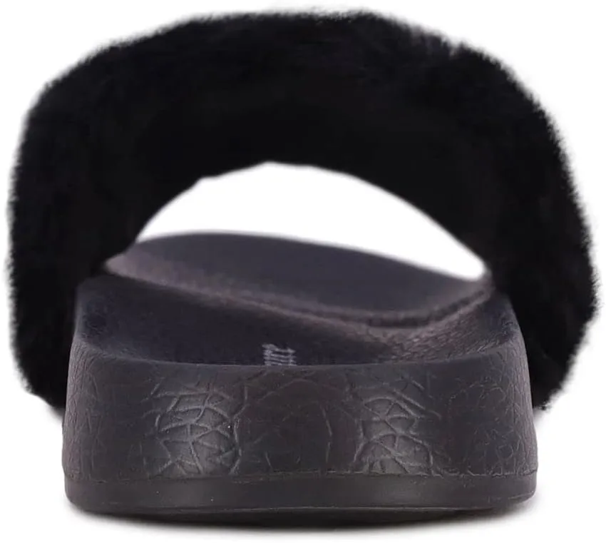 JUICY COUTURE Kids Girls - Slide Slipper Sandals With Faux Fur Slipper Sandals, Furry Slides, Girls Slip On Slippers