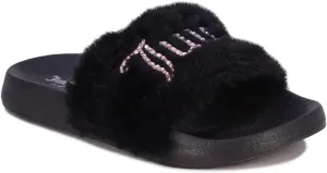 JUICY COUTURE Kids Girls - Slide Slipper Sandals With Faux Fur Slipper Sandals, Furry Slides, Girls Slip On Slippers