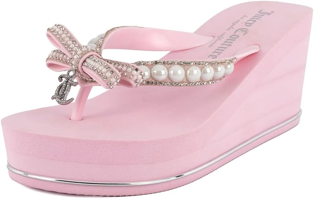 JUICY COUTURE Wedge Platform Flip Flop: High-Fashion, Soft Beach Sandal, Thong-Style Slide