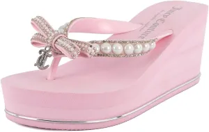 JUICY COUTURE Wedge Platform Flip Flop: High-Fashion, Soft Beach Sandal, Thong-Style Slide