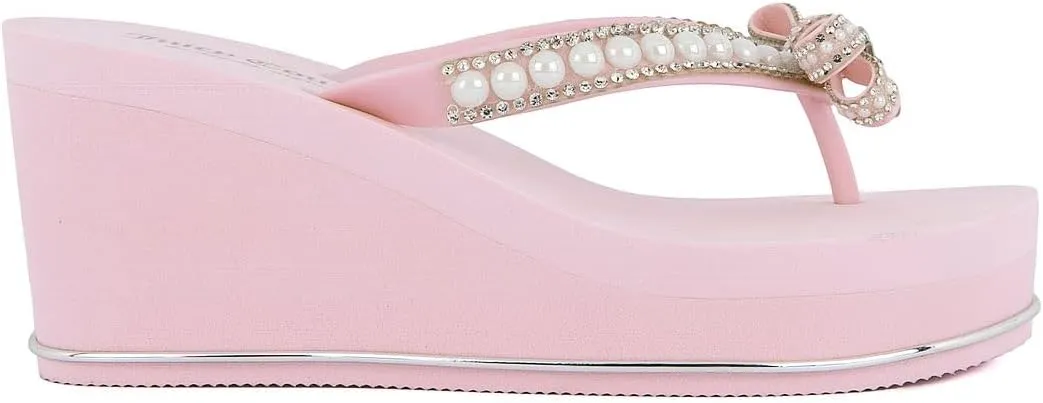 JUICY COUTURE Wedge Platform Flip Flop: High-Fashion, Soft Beach Sandal, Thong-Style Slide
