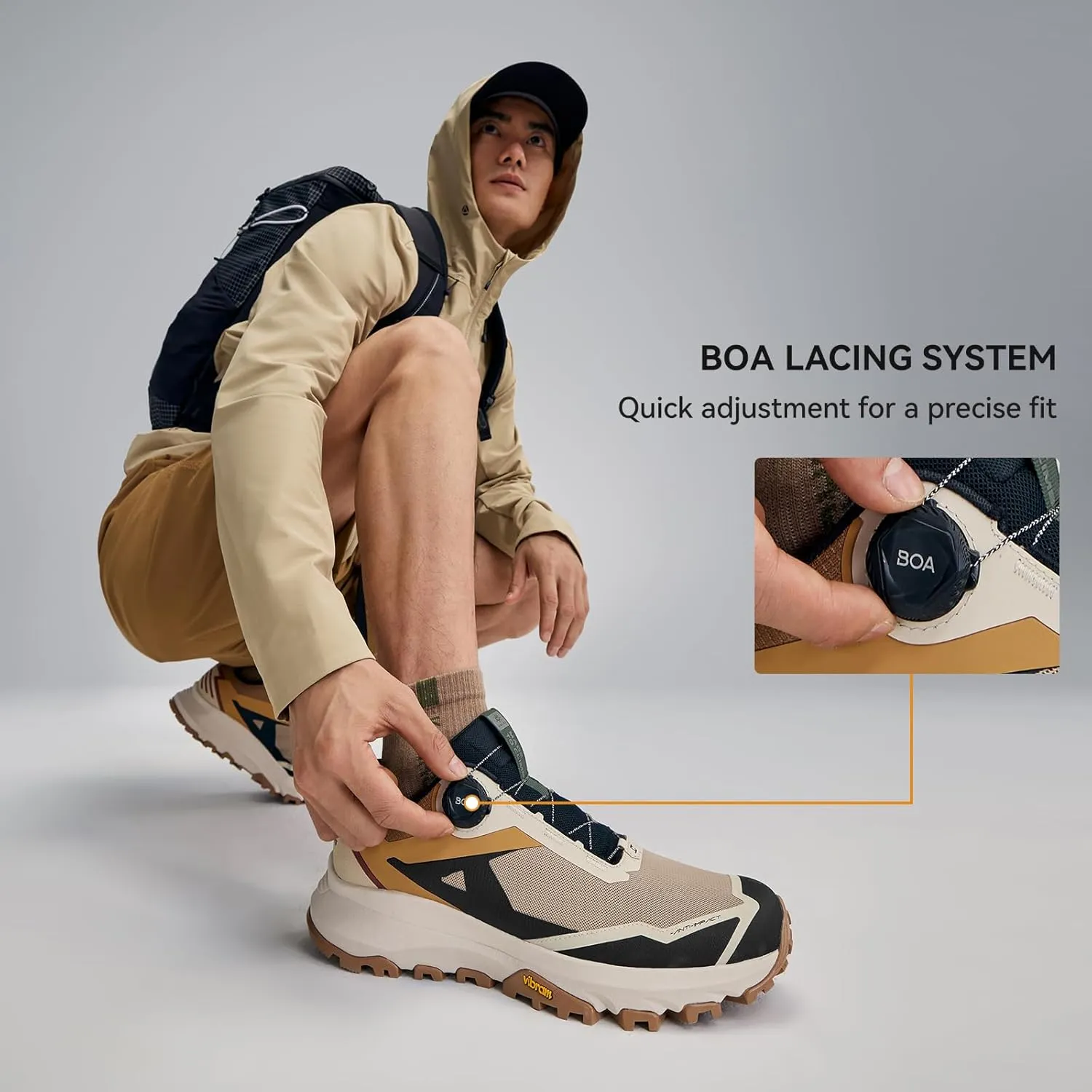 KAILAS Men's Kuocang BOA Hiking Shoe Breathable V Sole Non-Slip Shoes Lightweight Low Height Outdoor Trail Trekking Shoes