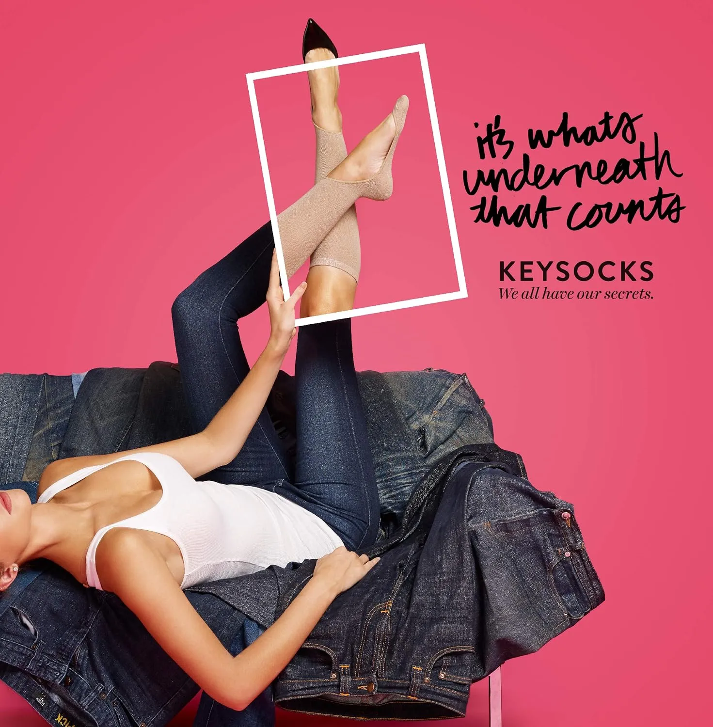 KEYSOCKS Women's Original No-Show Knee High Socks