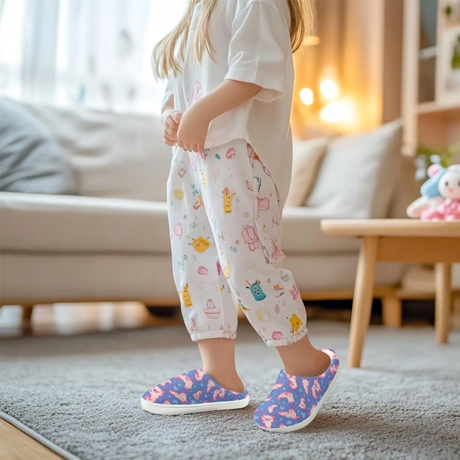 Kids Fluffy Slippers Girls Boys House Slippers Bedroom Non Slip Home Slippers Size 9-15