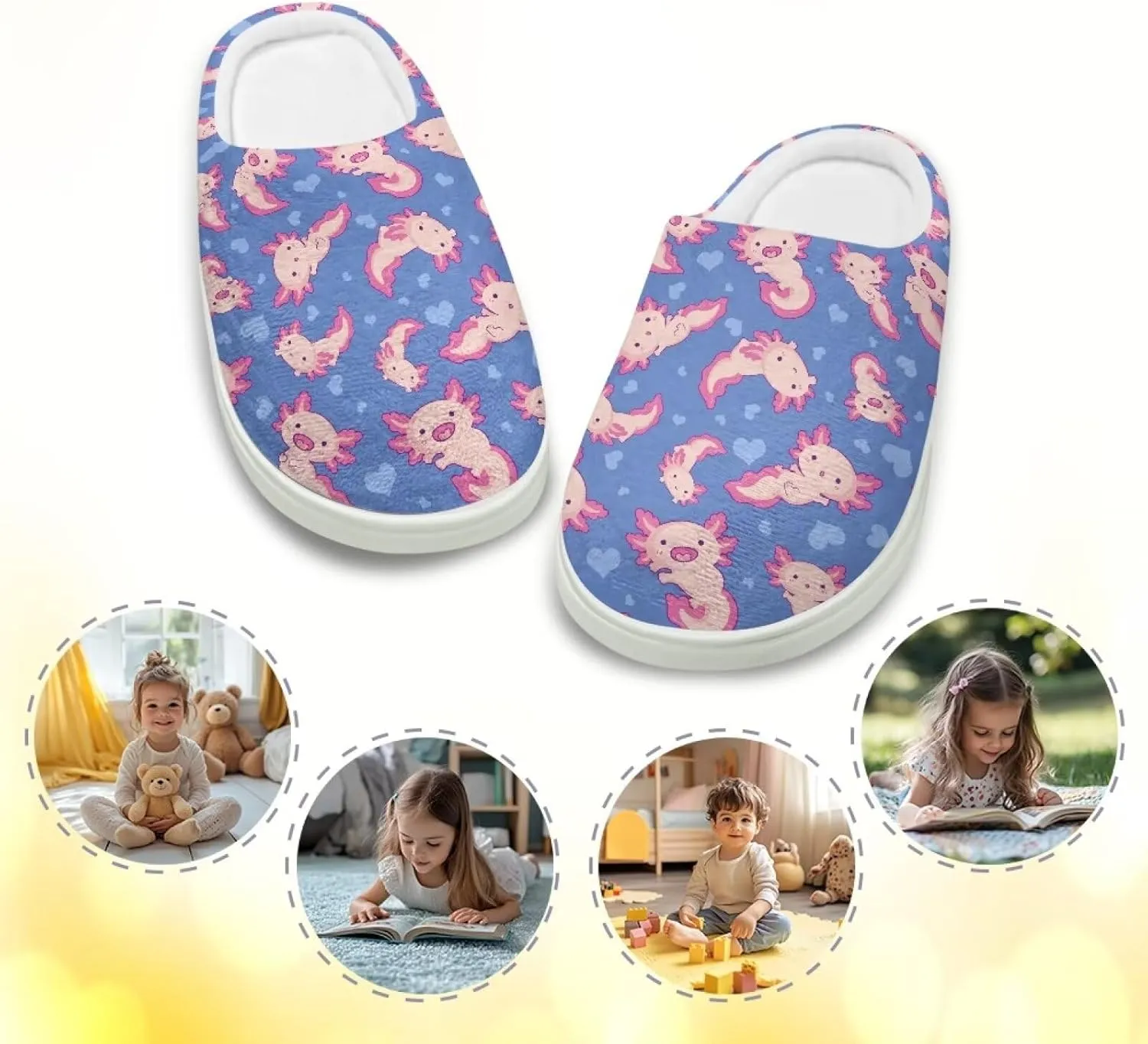 Kids Fluffy Slippers Girls Boys House Slippers Bedroom Non Slip Home Slippers Size 9-15