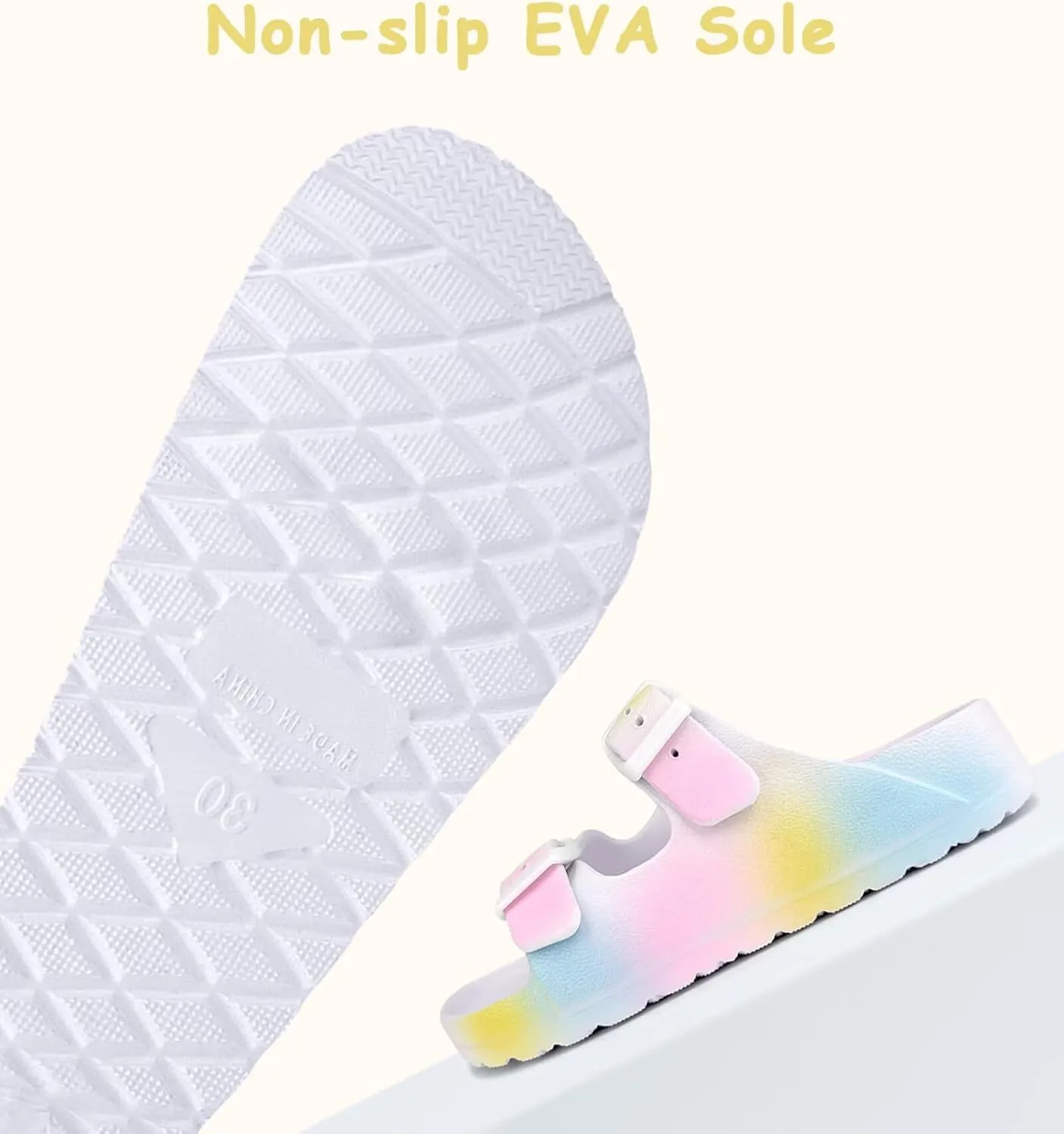 Kids Slide Sandals Boys Girls Buckle Adjustable EVA Slipper Sandals