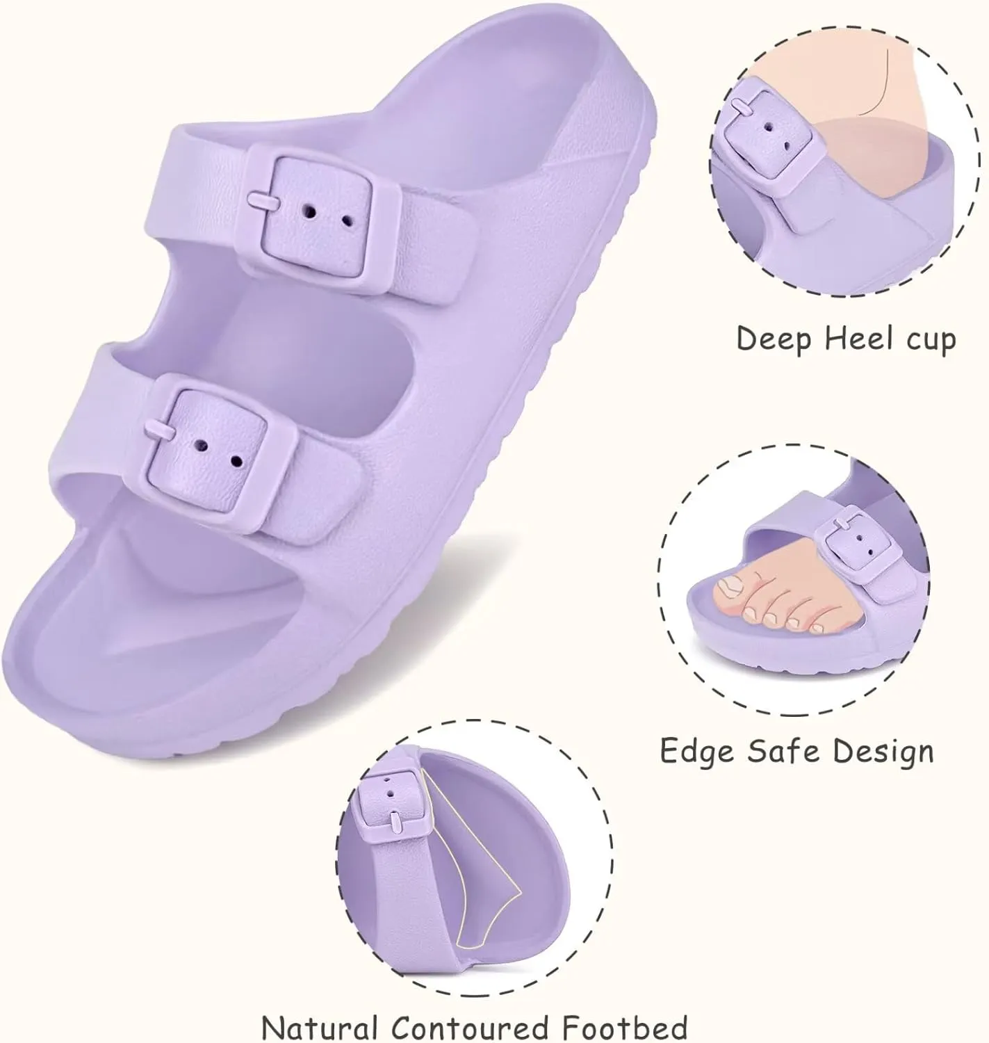 Kids Slide Sandals Boys Girls Buckle Adjustable EVA Slipper Sandals