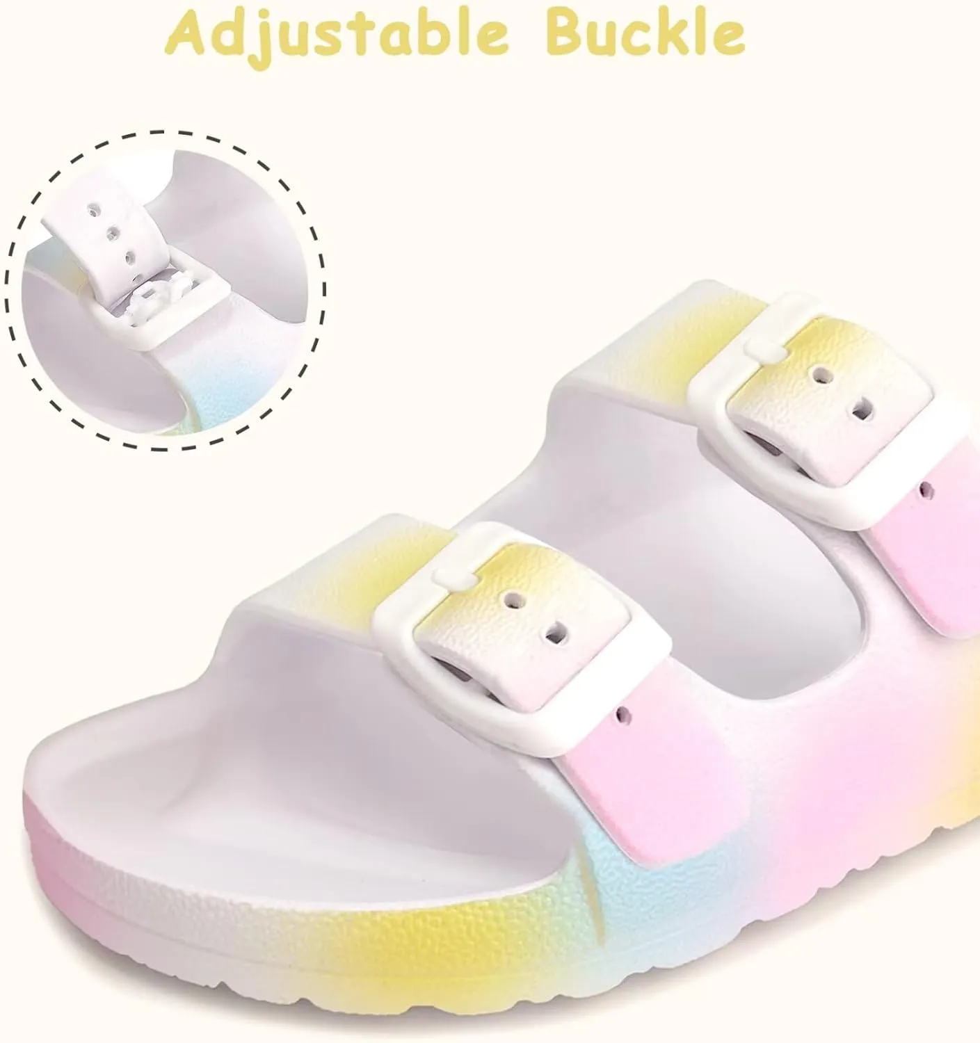 Kids Slide Sandals Boys Girls Buckle Adjustable EVA Slipper Sandals