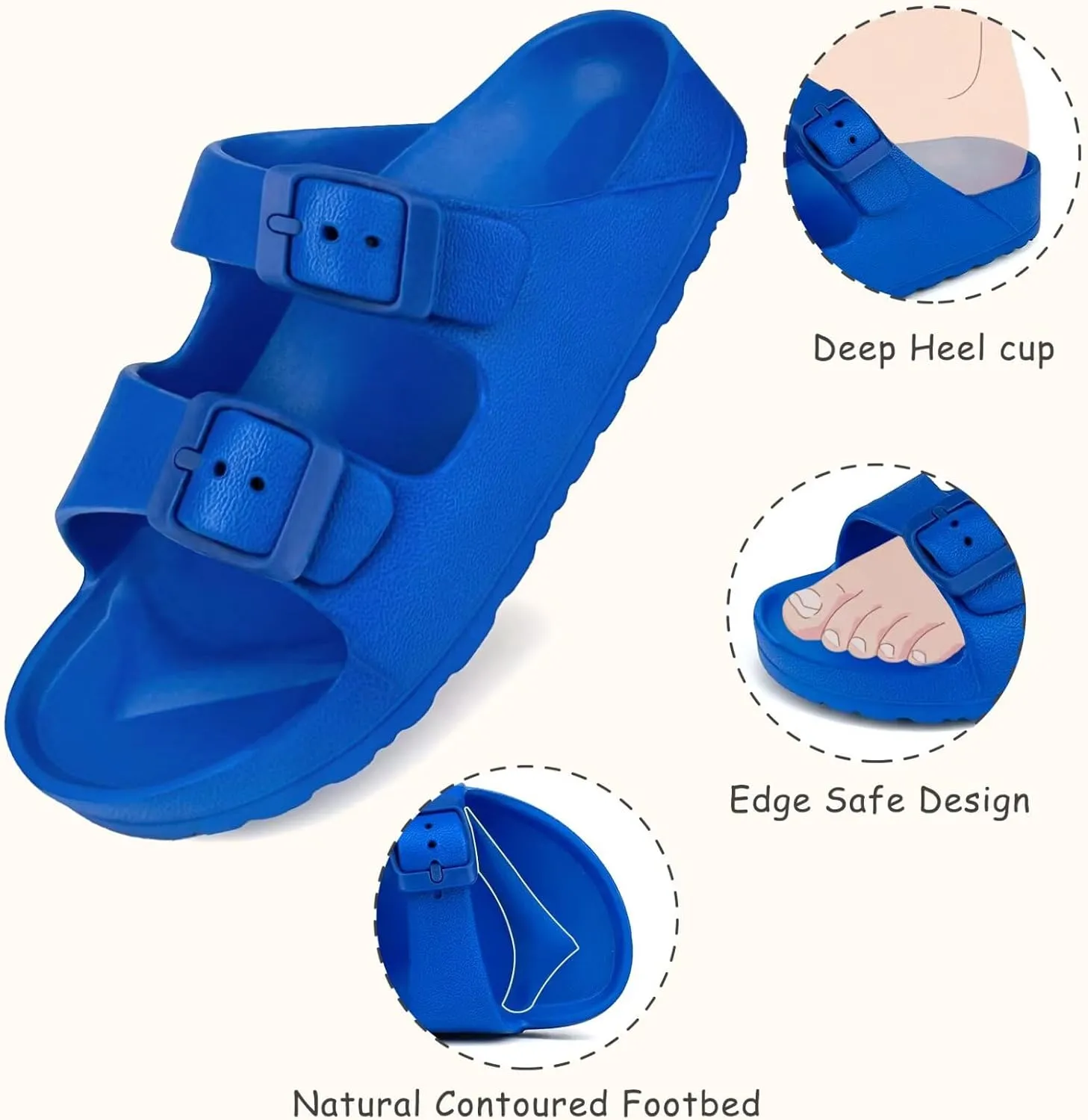 Kids Slide Sandals Boys Girls Buckle Adjustable EVA Slipper Sandals