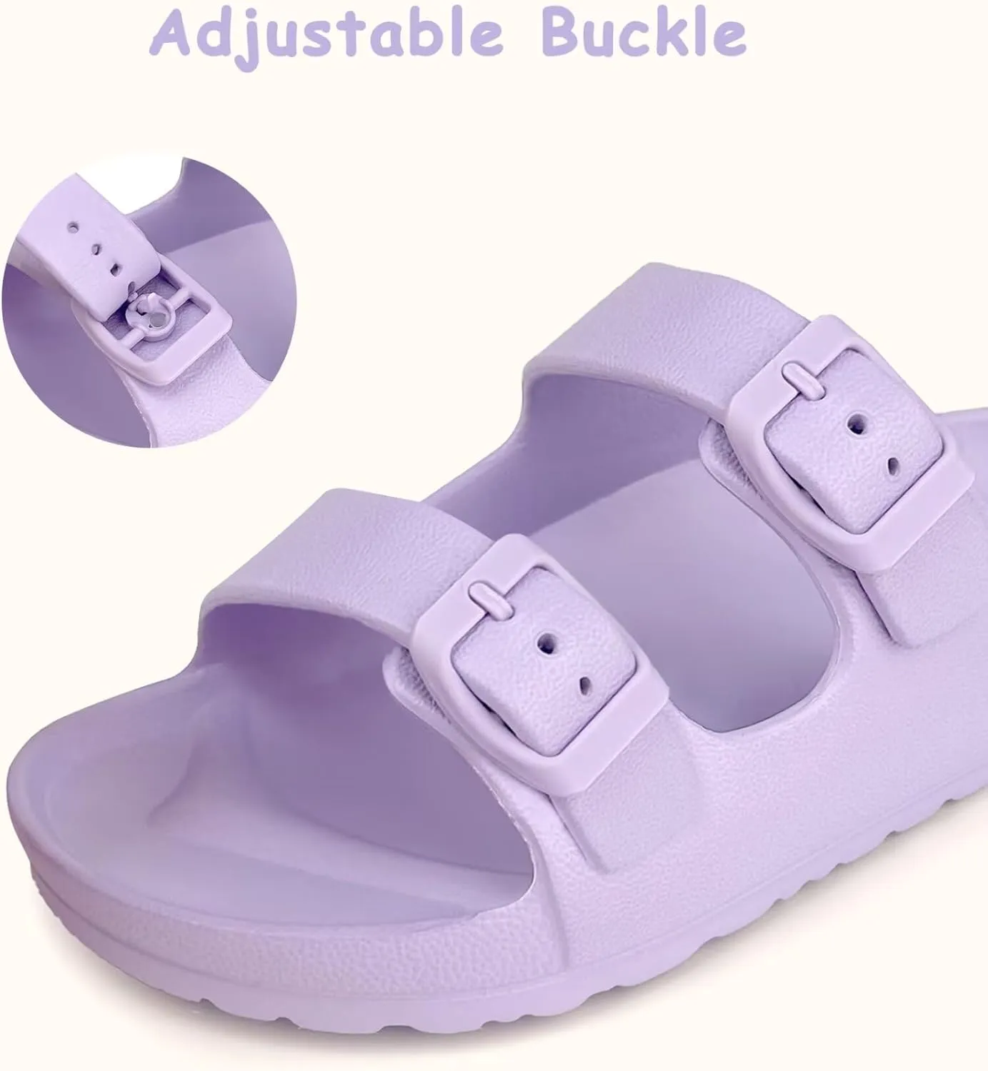 Kids Slide Sandals Boys Girls Buckle Adjustable EVA Slipper Sandals