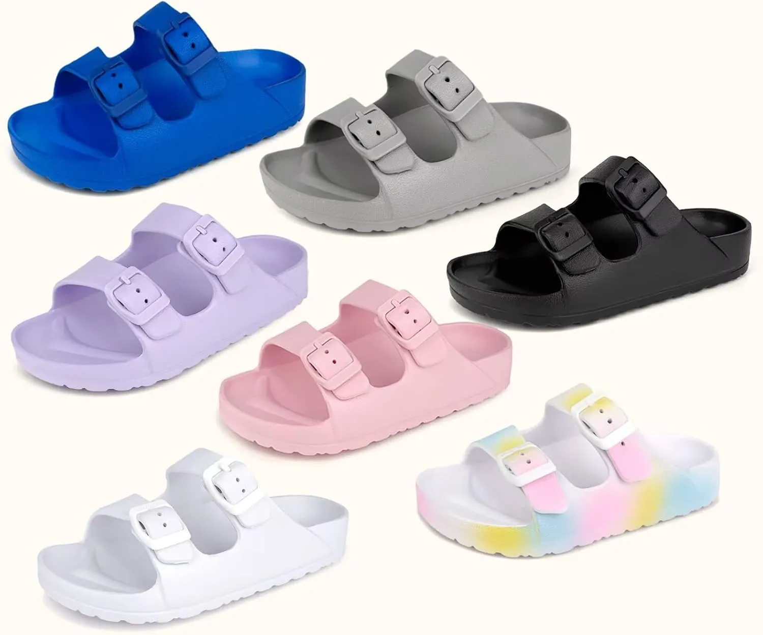 Kids Slide Sandals Boys Girls Buckle Adjustable EVA Slipper Sandals