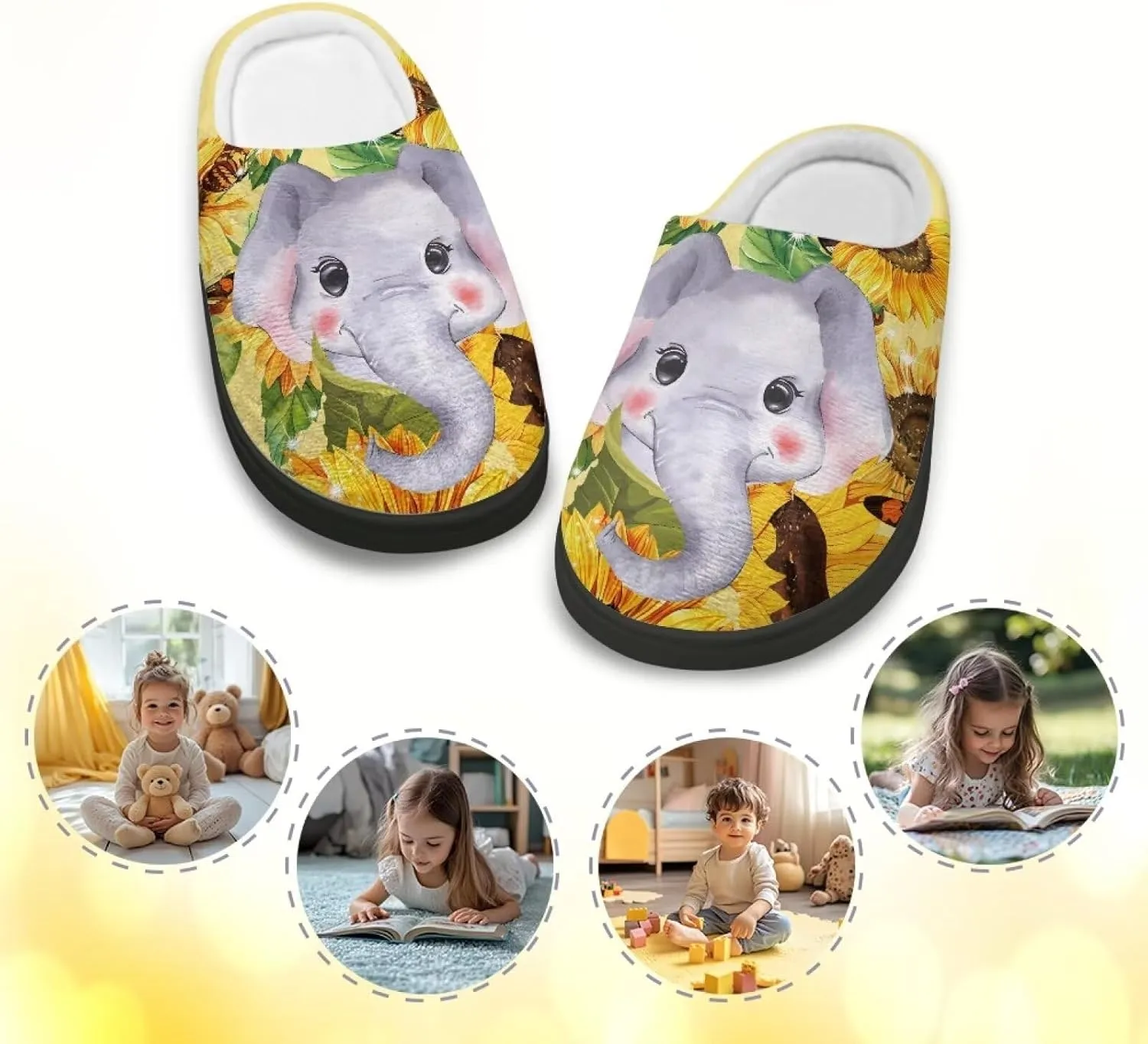 Kids Slip-On House Slipper Fuzzy Soft Non-Slip Outdoor Slippers Warm Comfortable Fluffy Slippers for Toddler US 9-15