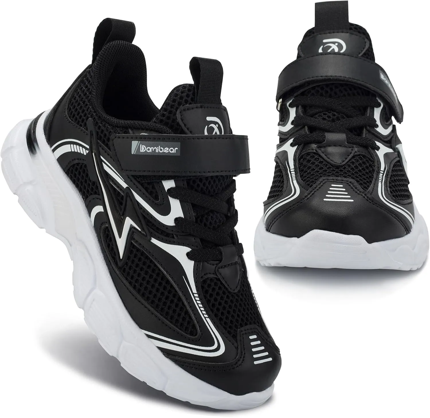 Kids Sneakers for Boys Girls Mesh Breathable Running Shoes Hook and Loop Lightweight Athletic Casual Shoes