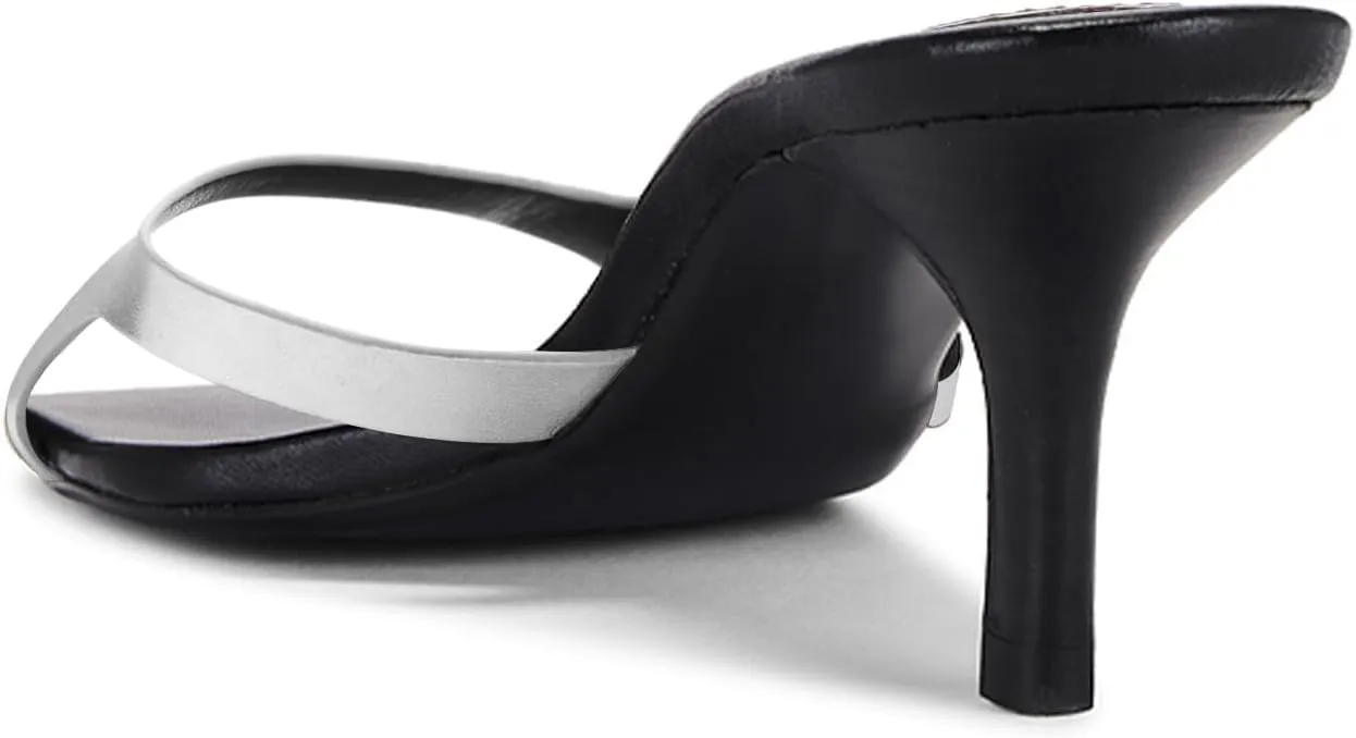 Kitten Heels for Women Single Strap Low Heel Open Toe Mule Shoes Non Slip Sandals