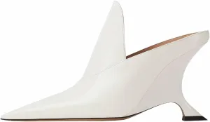Kluolandi Metallic Heeled Mules for Women Sexy Pointed Closed Toe Slip On Wedge Mule Pumps Heels