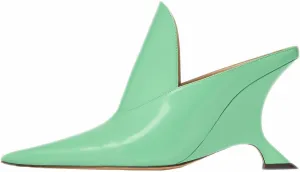 Kluolandi Metallic Heeled Mules for Women Sexy Pointed Closed Toe Slip On Wedge Mule Pumps Heels