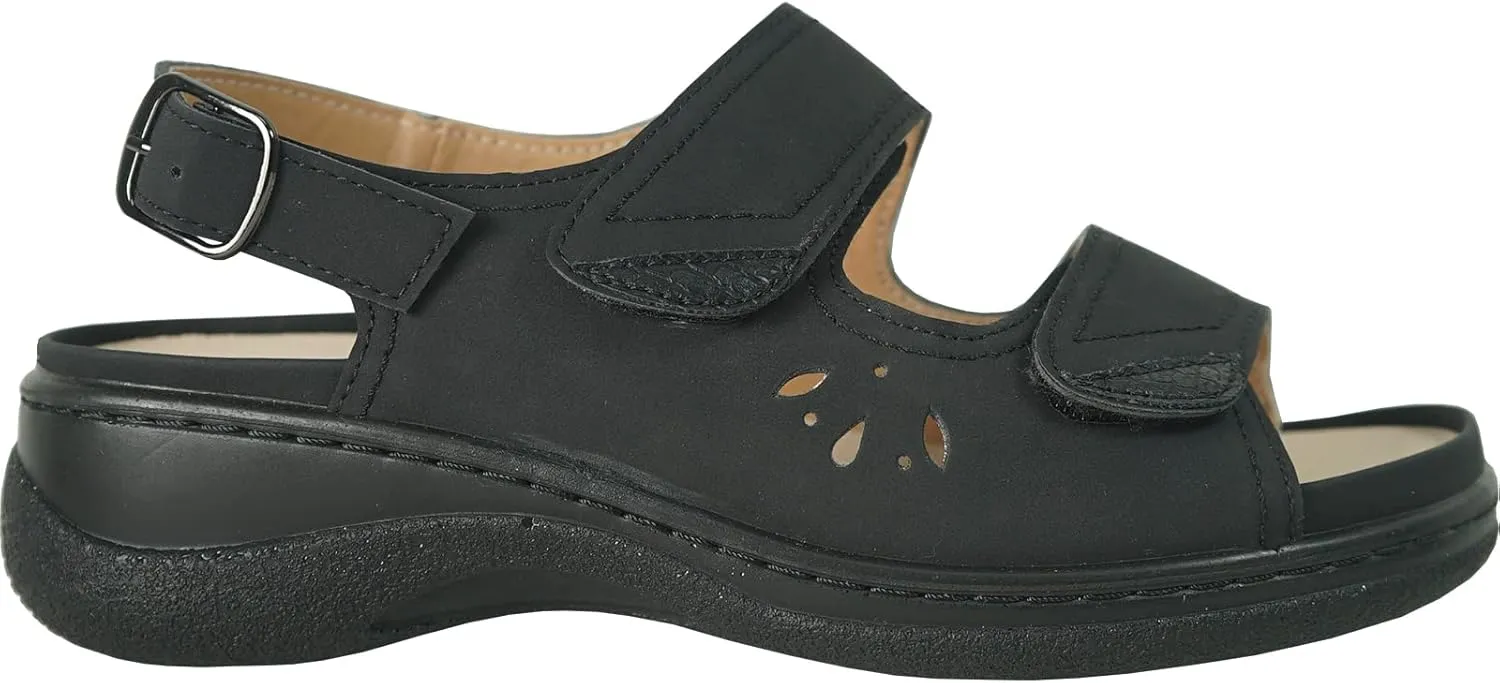 KOZI Canada Women Comfort Mule Shoe Casual Wedge Sandal with Round Toe Replaceable Orthopedic Insole Black Camel Navy Taupe