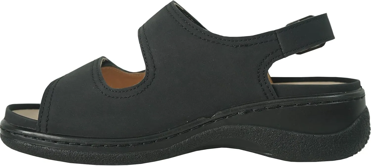 KOZI Canada Women Comfort Mule Shoe Casual Wedge Sandal with Round Toe Replaceable Orthopedic Insole Black Camel Navy Taupe