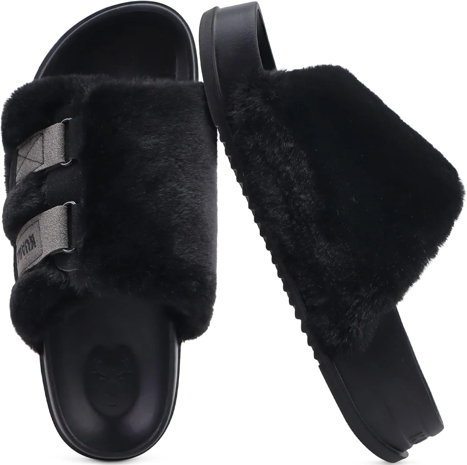 KuaiLu Women's Orthotic Slippers With Arch Support Soft Cushion Sandal Slippers for Woman Ladies Fashion Open Toe Faux Fur Platform Slipper Indoor Outdoor Size 6~12