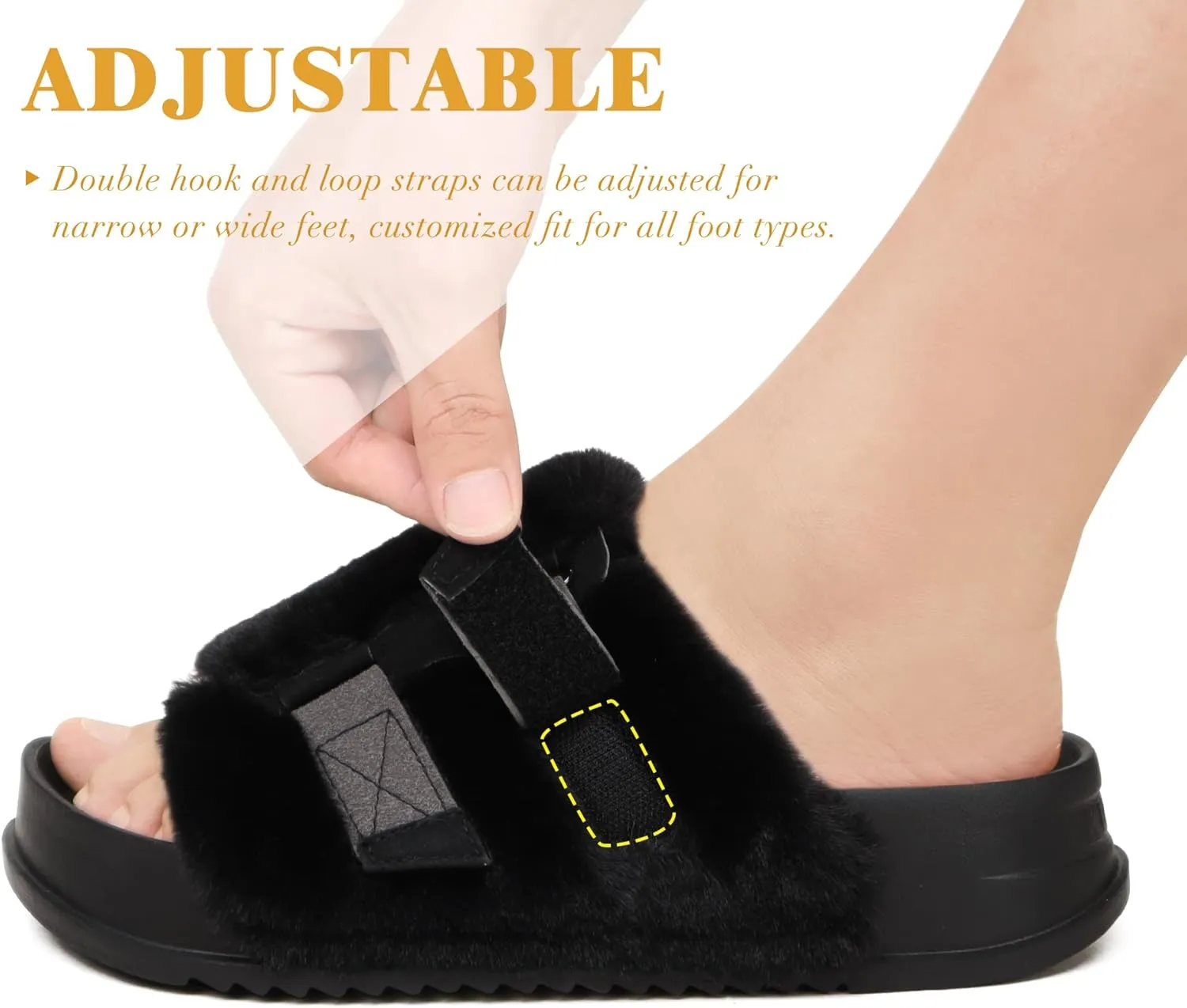 KuaiLu Women's Orthotic Slippers With Arch Support Soft Cushion Sandal Slippers for Woman Ladies Fashion Open Toe Faux Fur Platform Slipper Indoor Outdoor Size 6~12