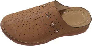 Kubbon Clogs for Women Slip On Closed Toe Sandals Comfortable Open Back Mule Clogs Walking Wedge Clog Casual Travel Summer Shoes