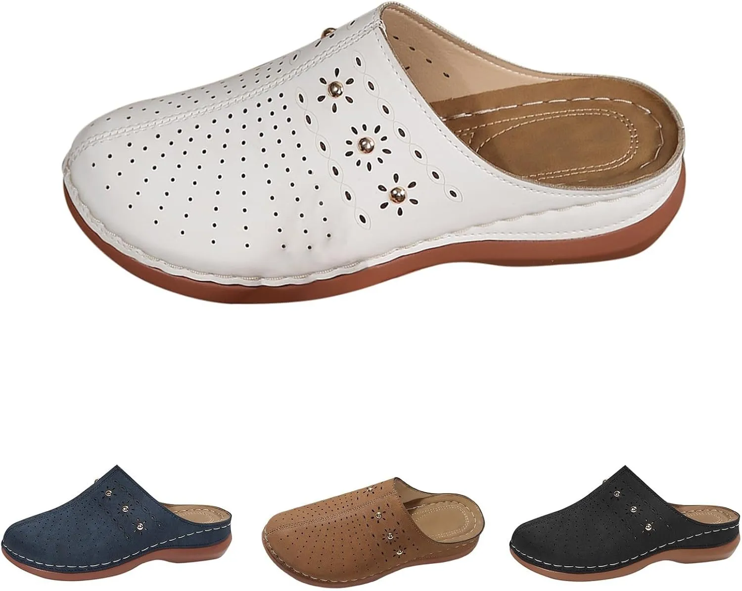 Kubbon Clogs for Women Slip On Closed Toe Sandals Comfortable Open Back Mule Clogs Walking Wedge Clog Casual Travel Summer Shoes
