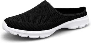 Kubbon Womens Backless Sneakers Breathable Mesh Walking Mules Summer Slip-on Mule Shoes Open Back Comfortable Shoes Closed Toe Slippers