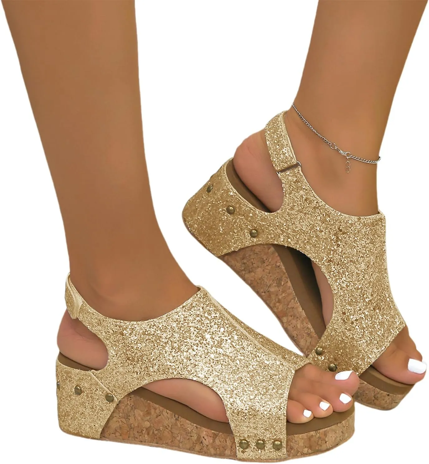 Kubbon Womens Casual Wedges Platform High Heel Orthopedic Sandals Dressy Buckle Ankle Strap Open Toe Sandles with Arch Support 2025 Fashion Shoes