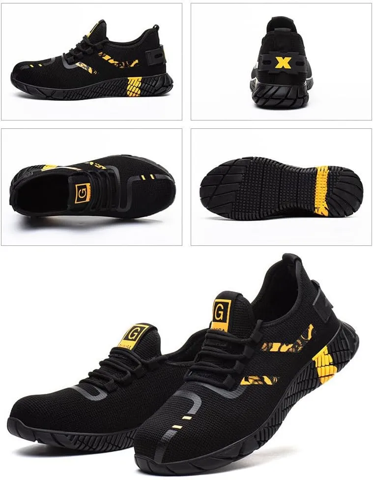 KUNWFNIX Steel Toe Sneakers for Men Women Lightweight Safety Shoes Comfortable Puncture Proof Slip On Composite Toe Work Shoes