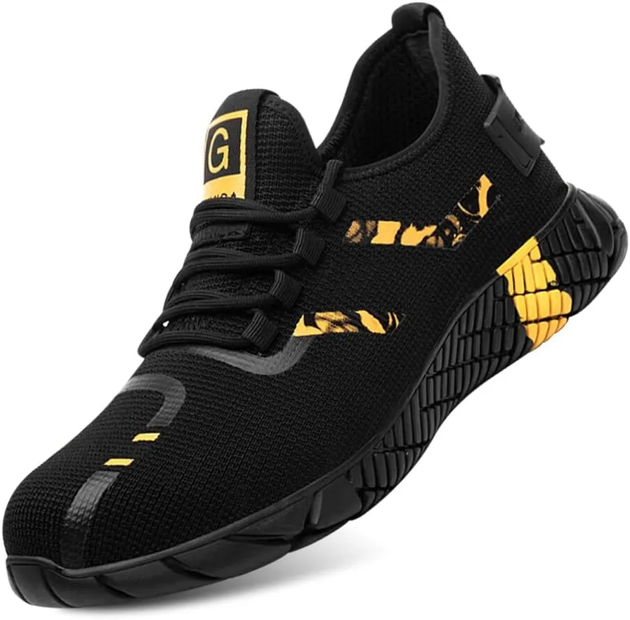 KUNWFNIX Steel Toe Sneakers for Men Women Lightweight Safety Shoes Comfortable Puncture Proof Slip On Composite Toe Work Shoes