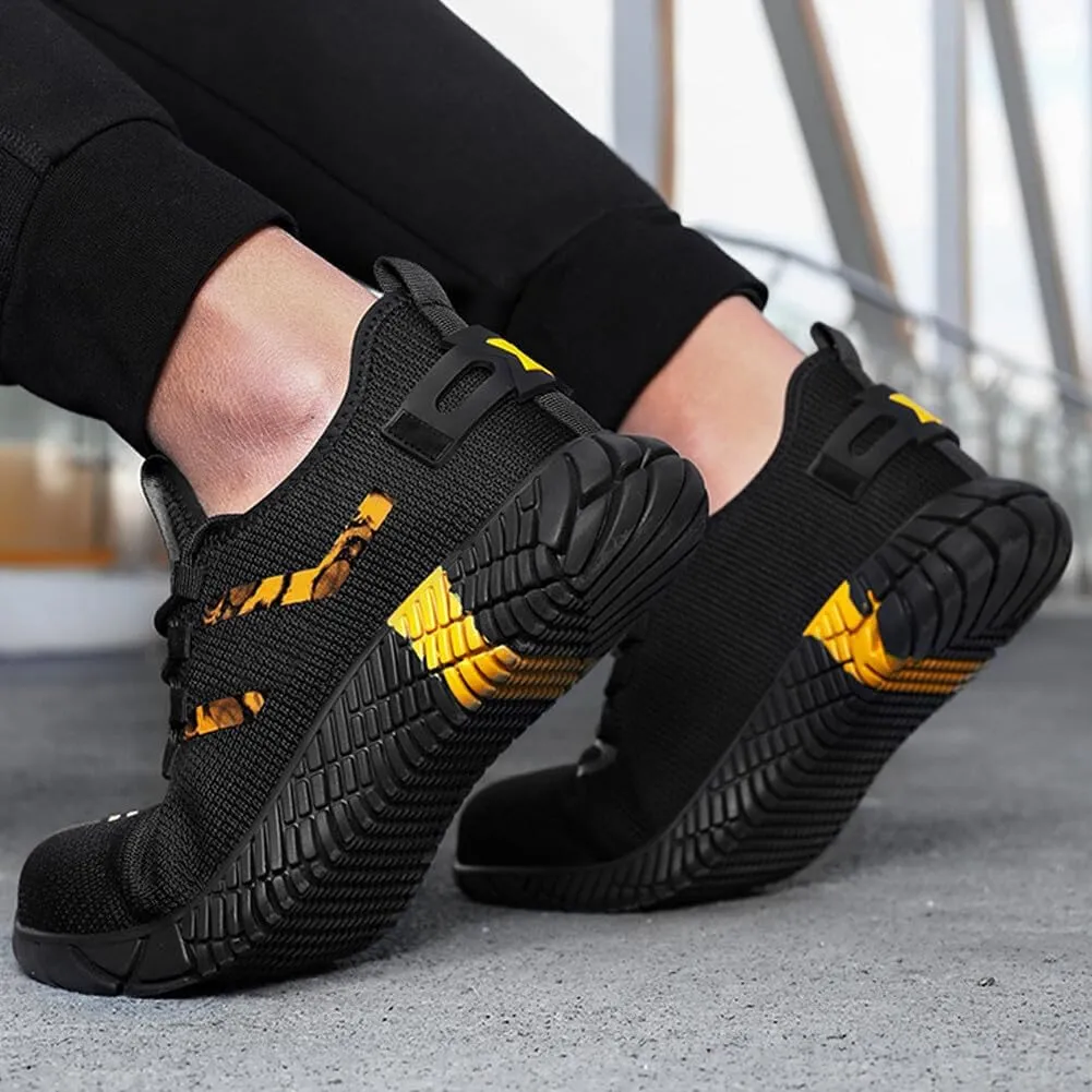 KUNWFNIX Steel Toe Sneakers for Men Women Lightweight Safety Shoes Comfortable Puncture Proof Slip On Composite Toe Work Shoes