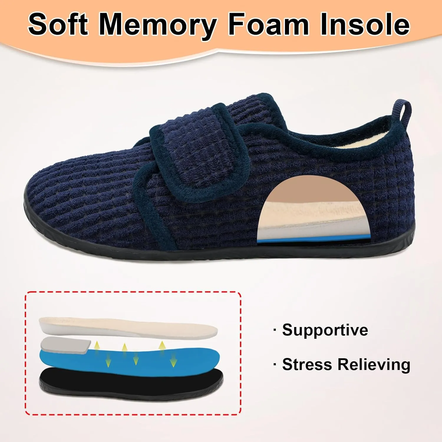 L-RUN Barefoot Womens & Men Soft House Slippers - Lightweight Indoor & Outdoor Slippers - Adjustable Home Shoes