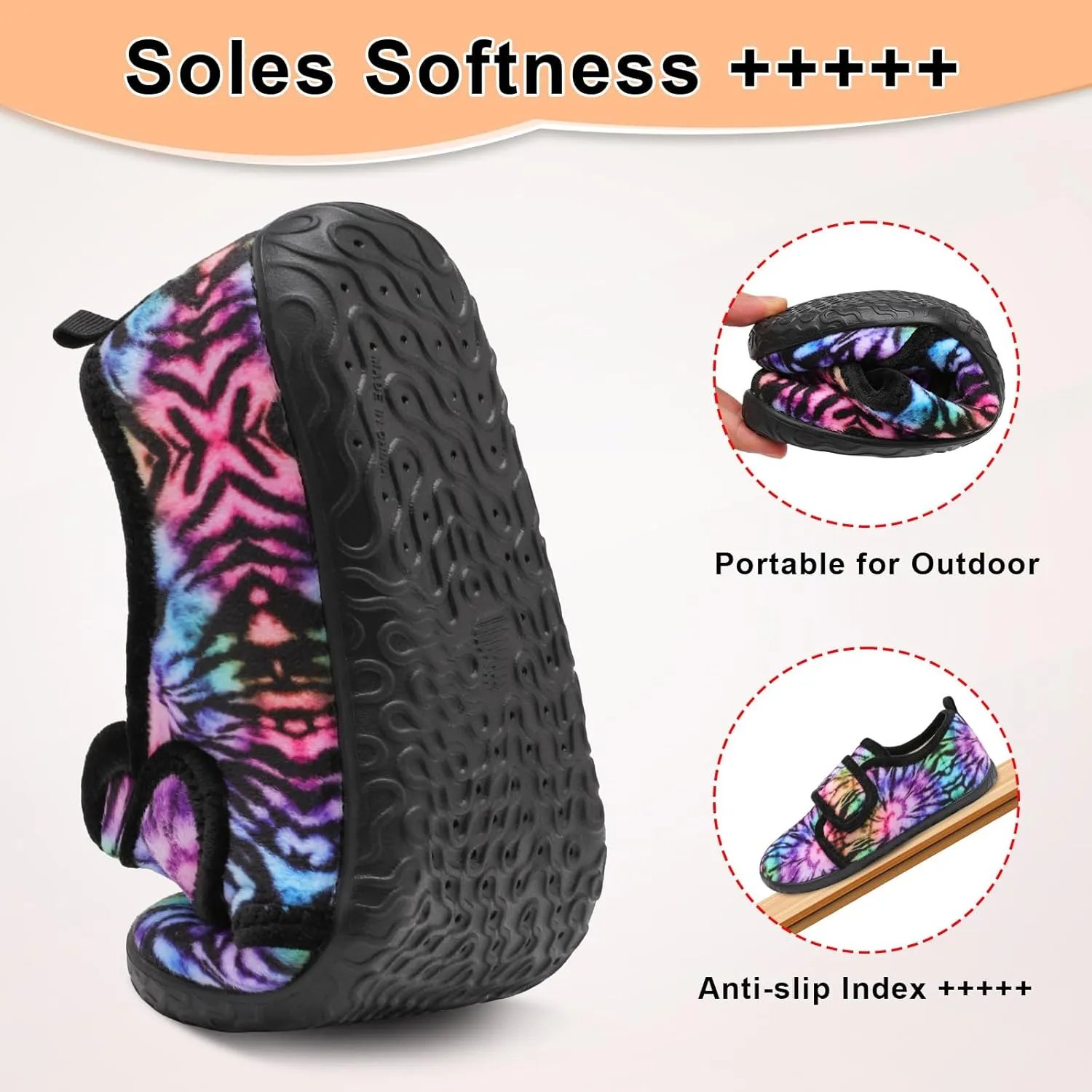 L-RUN Barefoot Womens & Men Soft House Slippers - Lightweight Indoor & Outdoor Slippers - Adjustable Home Shoes