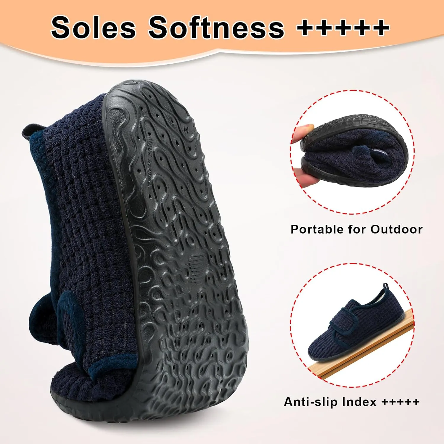L-RUN Barefoot Womens & Men Soft House Slippers - Lightweight Indoor & Outdoor Slippers - Adjustable Home Shoes