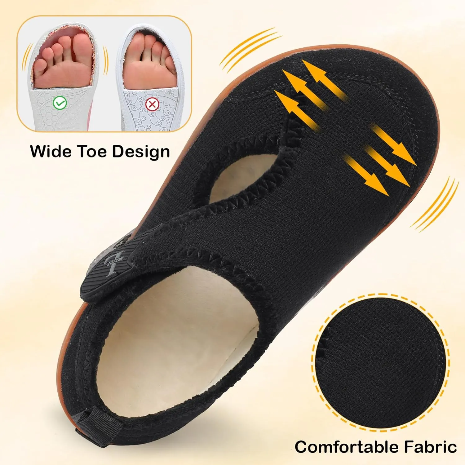 L-RUN Womens Wide Toe Box Barefoot Diabetic Shoes - Ladies House Slippers for Indoor and Outdoor