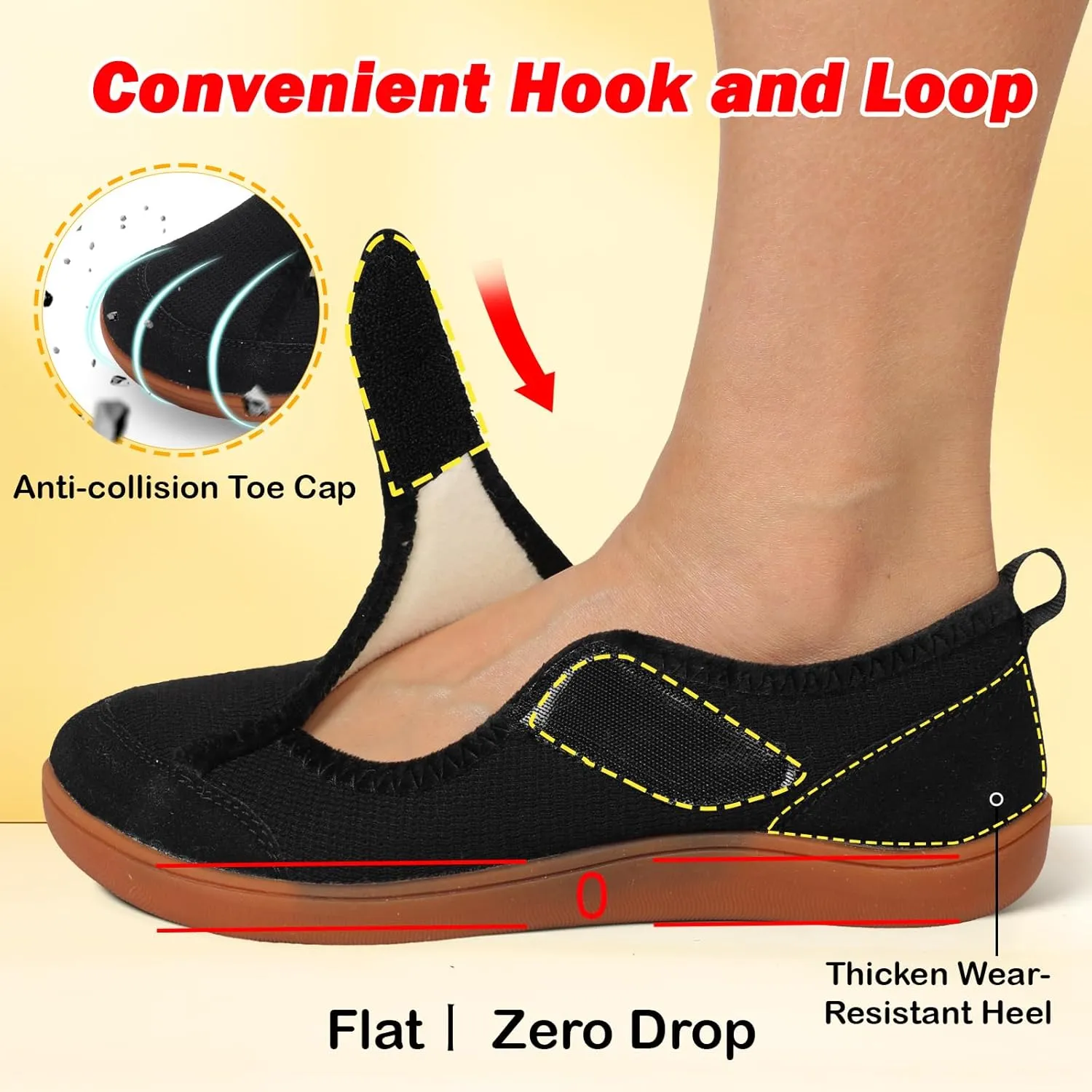 L-RUN Womens Wide Toe Box Barefoot Diabetic Shoes - Ladies House Slippers for Indoor and Outdoor