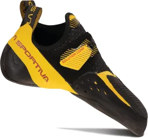 La Sportiva Mens Solution Comp Rock Climbing Shoes, Black/Yellow, 8.5