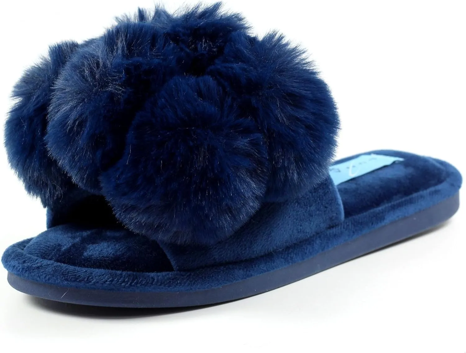 Ladies Octavia II Navy Pom Pom Slipper